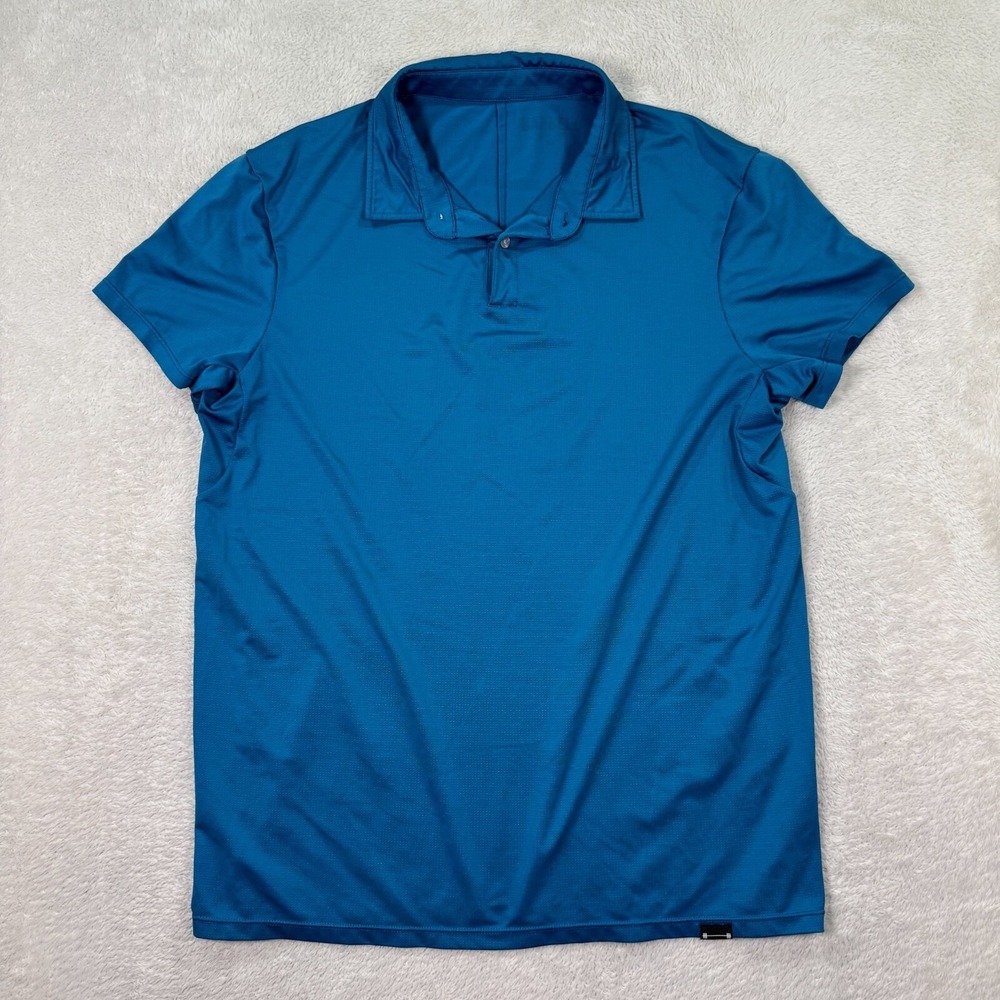 Barbell Polo Shirt Mens Medium Blue Stretch Golf Performance Short Sleeve Casual